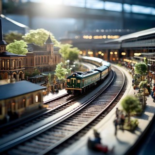 Scale model of a railway station, AI generated