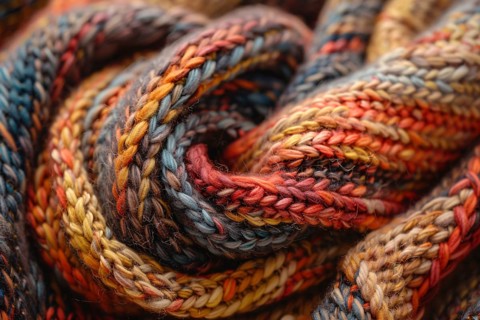 Close up of knitted fabric with autumn colors. Generative Ai, AI generated