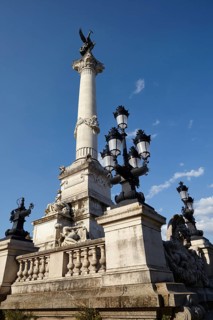 The Monument aux Girondins in honour of the Girondists in the French Revolution and lanterns in