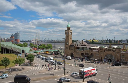 Europe, Germany, Hanseatic City of Hamburg, Near the St. Pauli Landungsbrücken, Elbe, access to