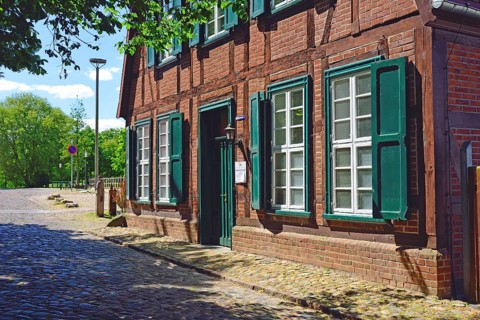 Europe, Germany, Mecklenburg-Western Pomerania, Teterow, old half-timbered house at the town mill,
