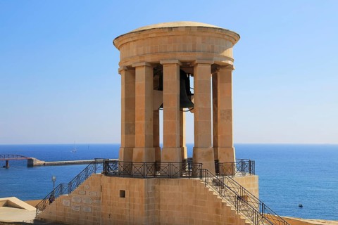 The Siege Bell monument, Valletta, Malta erected 1992 to commemorate the siege of Malta 1940-1943