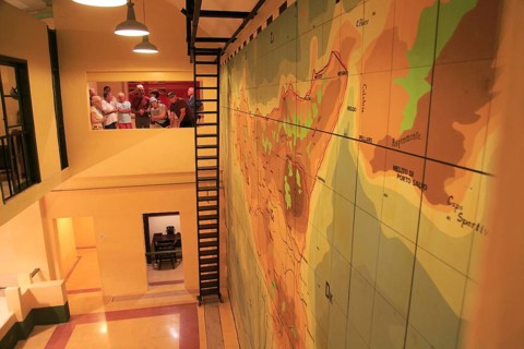 Wartime map planning invasion of Sicily, Lascaris War Rooms underground museum, Valletta, Malta,