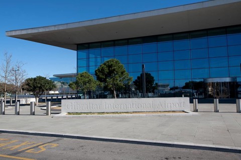 Modern architecture of airport terminal building Gibraltar international airport, British