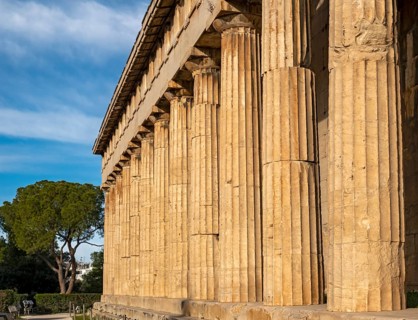 Doric colonnade of the Temple of Hephaestus, Ancient Agora of Athens, Greece, Europe