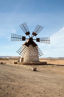 Traditional windmill at Tefia, Fuerteventura, Canary Islands, Spain, Europe