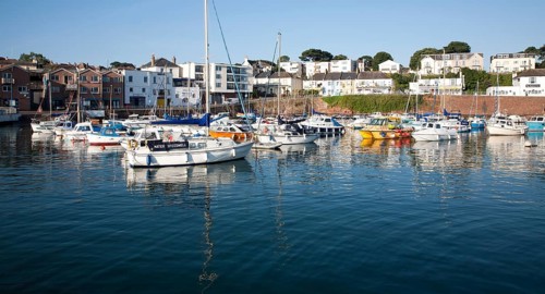 Boats moored in the harbour at Paignton, Devon, England, United Kingdom, Europe