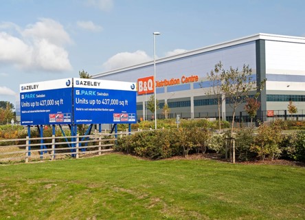 G Park advertising board for industrial units to let by Gazeley property developers, Swindon,