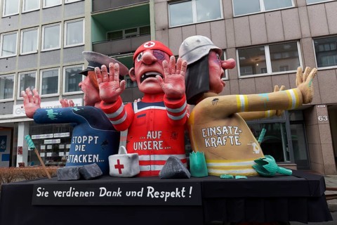 Float with thanks and respect for the emergency services of the fire brigade, rescue services and