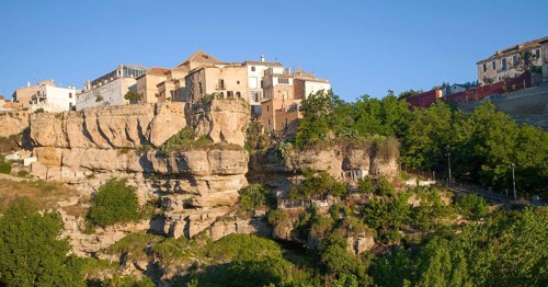 River Tajo limestone gorge cliffs, Alhama de Granada, Spain, Europe