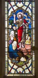 Stained glass window church of Saint John, Saxmundham, Suffolk, England, UK by Lavers, Barrand and