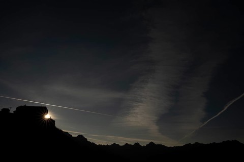 Carschina hut at sunrise, Tschagguns, Rätikon, Montafon, Vorarlberg, Austria, Europe