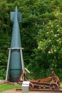 Museum in the North Sea Hall in Unterland, outdoor area with aerial bomb from the Second World War,