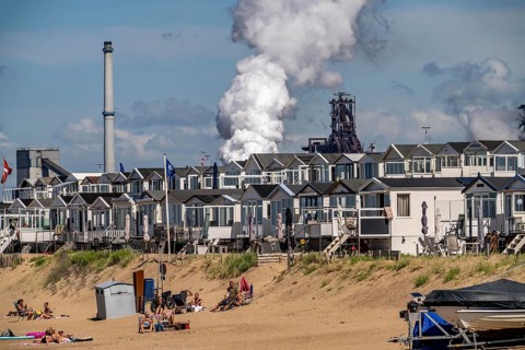 The Tata Steel steel and smelting works in IJmuiden, Velsen, North Holland, Netherlands, largest