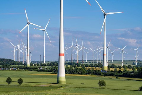 Wind farm north-east of Bad Wünnenberg, East Westphalia Lippe, Paderborn district, with the A44