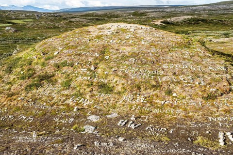 At the Polar Center, Arctic Circle at road E6, 66.33 degree north, Saltfjell, hundreds of cairns
