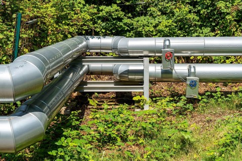 District heating Pipelines from the district heating power plant to the households with district