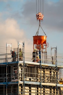 Construction site, new building, concreting work on a floor, Duisburg, North Rhine-Westphalia,