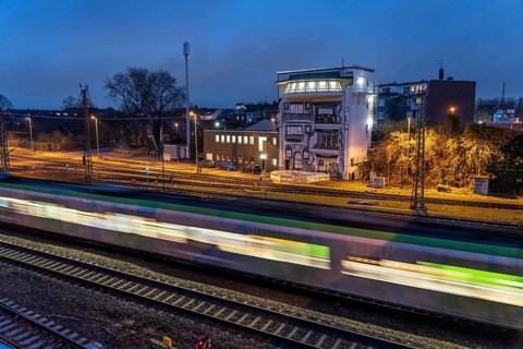 The Deutsche Bahn AG signal box in Mülheim-Styrum, controls train traffic on one of the busiest