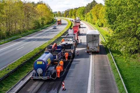 Motorway construction site on the A3 between Hünxe and Emmerich, in both directions, near Rees,