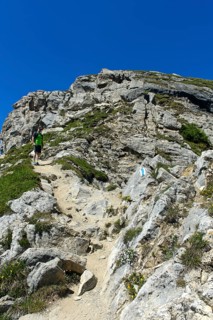 The rocky ascent to the summit of Pierre Avoi, Valais Alps, Verbier, Valais, Switzerland, Europe