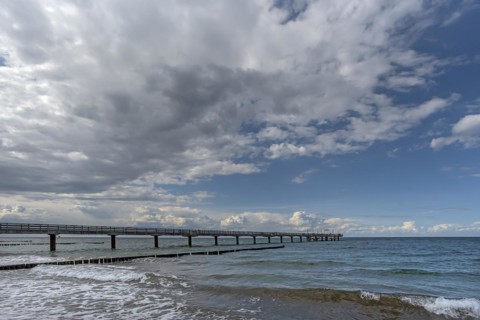 Heiligendamm pier, cloudy sky, Mecklenburg-Western Pomerania, Germany, Europe