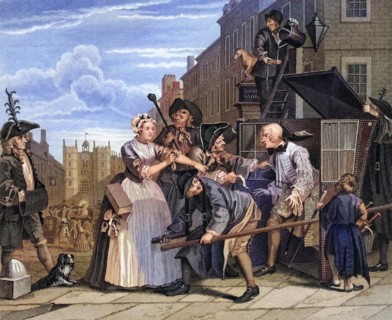 The Rakes Progress Arrested for debt as going to court From the original picture by Hogarth from