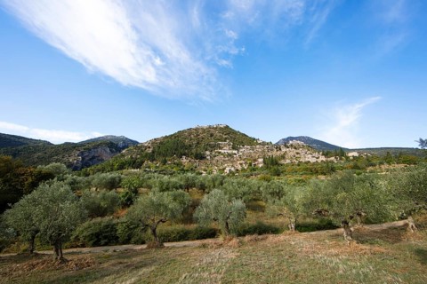 Byzantine ruined city of Mystras or Mistra on the Taygetos Mountains, UNESCO World Heritage Site,