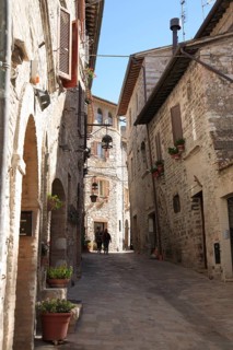 Street in the historic centre of Assisi, Umbria, Italy, Europe