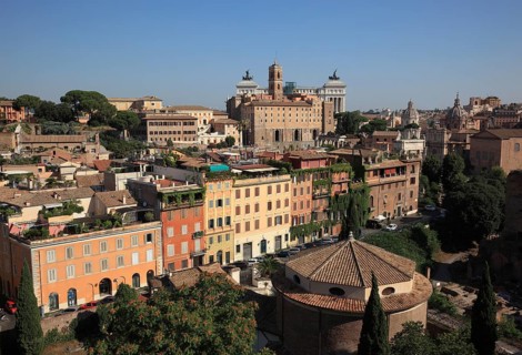 View from Monte Palatino, Palatine Hill, of the historic centre of Rome, Italy, Europe