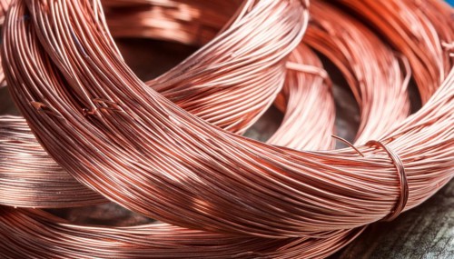 Metal, copper, copper wire on a roll for further processing