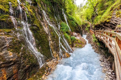 Wimbachklamm gorge in the Bavarian Alps in Ramsau near Berchtesgaden, Germany, Europe