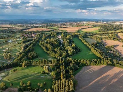 Monrepos Palace, Palace Park, Lake Eglosheim, aerial view, Ludwigsburg, Baden-Württemberg, Germany,