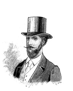Hat fashion and beard fashion for men in Germany in 1889, historical, digital reproduction of an