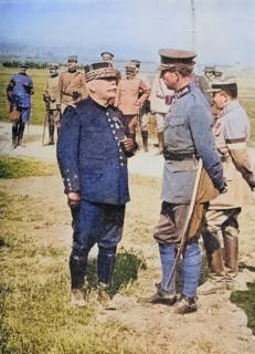 The national heroes of France and Belgium: a meeting at the front between General Joffre (left) and