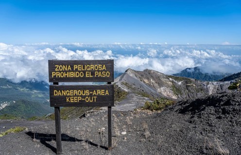 Keep Out sign, Irazu Volcano, Irazu Volcano National Park, Parque Nacional Volcan Irazu, Cartago