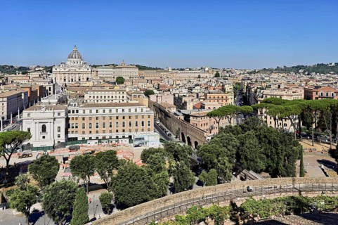 View from Castel Sant'Angelo to the Cathedral, St Peter's, St Peter's Basilica, Vatican Square,