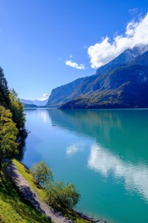 Molveno Lake, Lago di Molveno, Trentino, Italy, Europe
