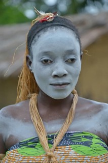 Portrait of a sick woman during a healing dance, healing ceremony, Nkala, Bandundu Province,