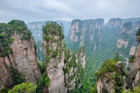 Famous tourist attraction of China, Avatar Hallelujah Mountain in Zhangjiajie stone pillars cliff