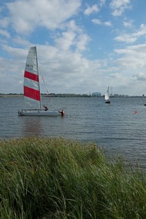 Sailing boats, Rügen Bridge, Altefähr, Rügen Island, Mecklenburg-Western Pomerania, Germany, Europe