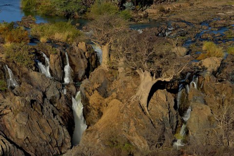 Epupa Falls, waterfalls of the Kunene River on the Namibian-Angolan border, Kunene Region, Namibia,