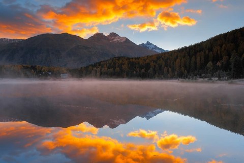 Lej da Staz, Upper Engadine, Grisons, Switzerland, Europe