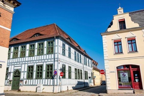 Museum of local history and town library at the pottery market, Dahme Mark, Brandenburg, Germany,