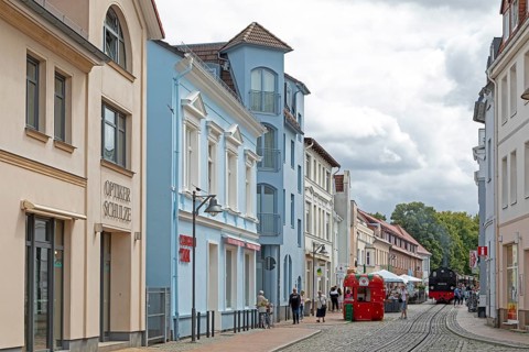 Molli steam train, town centre, Bad Doberan, Mecklenburg-Western Pomerania, Germany, Europe