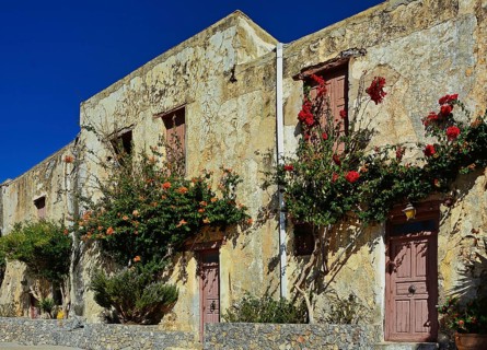 Old walls, Preveli Monastery, south coast of Crete, Greece, Europe