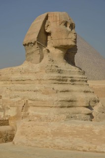 Sphinx or Great Sphinx of Giza, lion with a human head, built in the 4th Egyptian dynasty around