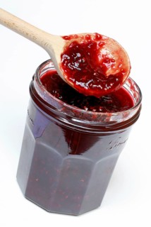Raspberry jam, raspberry jam, wooden spoon, Raspberry (Rubus idaeus)