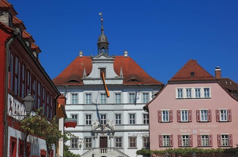 Town hall and inn on the town hall square, Iphofen, district of Kitzingen, Lower Franconia,