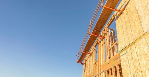 Abstract perspective of a house wood construction framing